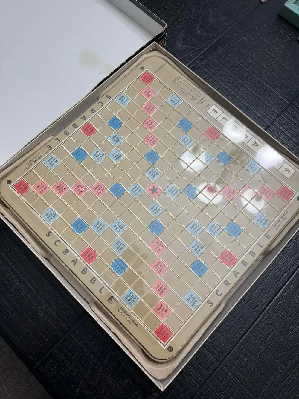 Vintage 1989 Scrabble Deluxe Edition Crossword Game with Turntable Base #4034